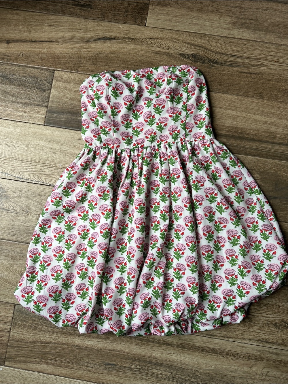 Strapless Ellen mini pink floral dress from coco Lilly’s